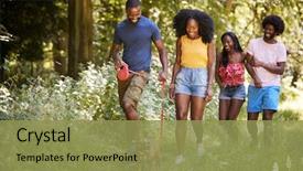  Presentation with happily married black couples - Colorful theme enhanced with two black couples walking dog forest backdrop and a yellow colored foreground