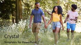  Presentation with happily married black couples - Amazing presentation design having two black couples walking together backdrop and a coral colored foreground