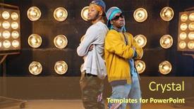  Presentation with folk dance itik itik - Slide set featuring two black rappers dance perfomance on scene background and a tawny brown colored foreground