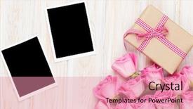  Presentation with pink roses - PPT theme consisting of two blank photo frame background and a coral colored foreground