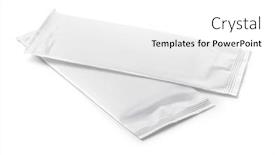  Presentation with plastic - Slide deck having two-blank-plastic-package-sachets background and a white colored foreground