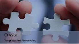  Presentation with holding puzzle pieces - Theme with two blank white puzzle piece background and a seafoam green colored foreground