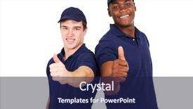  Presentation with forensic blue - PPT theme consisting of two blue collar co-workers background and a  colored foreground