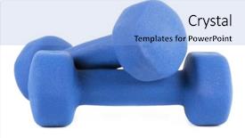  Presentation with blue - Beautiful PPT theme featuring two blue dumbells on white backdrop and a light blue colored foreground