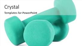  Presentation with blue - Colorful presentation theme enhanced with two blue dumbells on white backdrop and a  colored foreground