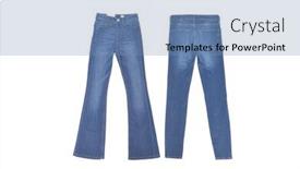  Presentation with jeans - Amazing slide deck having two-blue-jeans-on-white backdrop and a teal colored foreground
