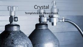  Presentation with oxygen - Amazing presentation theme having two blue oxygen cylinders close backdrop and a light blue colored foreground