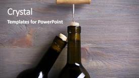  Presentation with corkscrew - Amazing PPT theme having two bottle wine and corkscrew on purple wooden background backdrop and a gray colored foreground