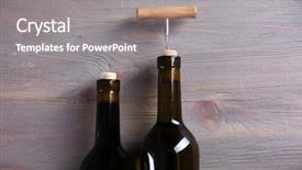  Presentation with corkscrew - Beautiful presentation design featuring two bottle wine and corkscrew on purple wooden background backdrop and a gray colored foreground