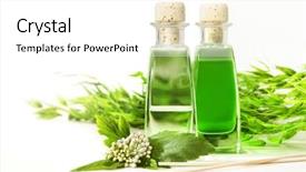  Presentation with herbal - PPT theme enhanced with two bottles of herbal essences background and a white colored foreground