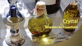  Presentation with olive oil - Amazing PPT theme having aroms - two bottles of olive oil backdrop and a tawny brown colored foreground