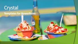  Presentation with acai bowls - Audience pleasing presentation theme consisting of two bowls of bahamian conch backdrop and a teal colored foreground