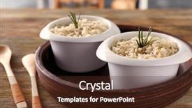  Presentation with brown rice - Slide set consisting of two bowls with brown rice on wooden table background and a tawny brown colored foreground