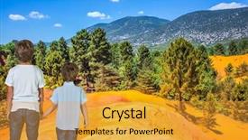  Presentation with nature - PPT theme having two boys - brothers of seven background and a gold colored foreground