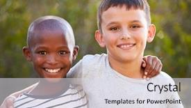  Presentation with outdoors - Slide set consisting of two boys arms around each background and a light gray colored foreground