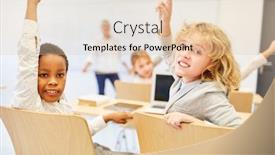  Presentation with newest wheelchairs for students - Presentation consisting of two-boys-as-students background and a lemonade colored foreground