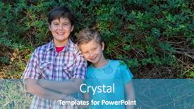  Presentation with advertising - Colorful PPT layouts enhanced with two-boys-brothers-are-resting backdrop and a teal colored foreground