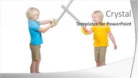  Presentation with studio - PPT theme featuring two-boys-fencing-isolated background and a white colored foreground