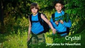  Presentation with boy scout - Presentation consisting of two boys friends go hiking background and a tawny brown colored foreground
