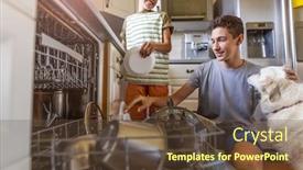  Presentation with loading - Colorful presentation theme enhanced with two-boys-loading-the-dishwasher backdrop and a tawny brown colored foreground