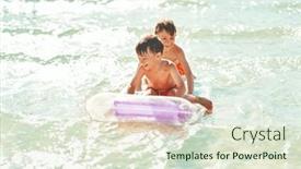  Presentation with mattress - Presentation theme consisting of two-boys-or-brothers background and a sky blue colored foreground