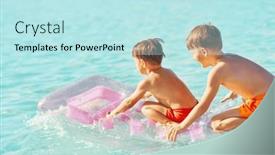  Presentation with mattress - Presentation having two-boys-or-brothers background and a sky blue colored foreground