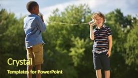  Presentation with children talking - Presentation theme consisting of children talking - two boys play with tin background and a tawny brown colored foreground
