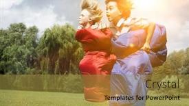  Presentation with racing - Colorful presentation theme enhanced with two-boys-racing-in-sleeping backdrop and a gold colored foreground