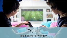  Presentation with video game - Audience pleasing presentation design consisting of two-boys-sitting-in-tent backdrop and a light blue colored foreground