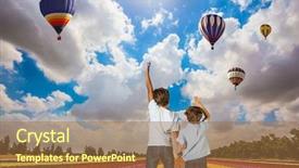  Presentation with israel - Audience pleasing presentation theme consisting of two boys standing on a field of blooming buttercups and look at the flying balloons among clouds israel spring backdrop and a coral colored foreground