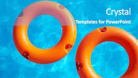  Presentation with water life - Audience pleasing presentation theme consisting of two bright orange life buoy backdrop and a teal colored foreground