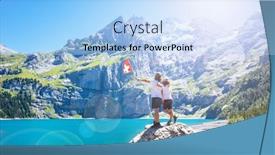  Presentation with flag - Slide deck having two-brother-and-swiss-flag background and a light blue colored foreground