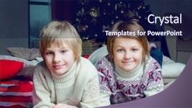  Presentation with christmas presents - Audience pleasing presentation consisting of two brothers at home with the christmas tree and presents backdrop and a navy blue colored foreground