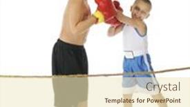 Presentation with boxing ring - PPT theme enhanced with two-brothers-boxing-behind-boxing background and a lemonade colored foreground