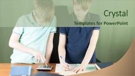  Presentation with task - Audience pleasing theme consisting of two brothers doing homework backdrop and a  colored foreground