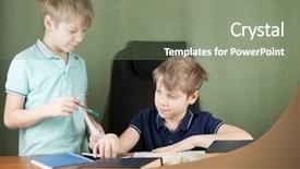  Presentation with task - Cool new slides with two brothers doing homework backdrop and a  colored foreground
