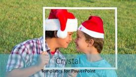  Presentation with audience - Cool new PPT theme with two-brothers-in-joke-caps backdrop and a light blue colored foreground