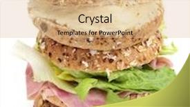  Presentation with poppy - Cool new presentation with two brown bagels topped with different seeds such as sesame and poppy seeds one filled with ham and lettuce mix and another one filled with spreadable cheese on a white background backdrop and a lemonade colored foreground