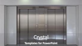  Presentation with minimalistic - Slide set with two brushed metal elevator doors background and a gray colored foreground