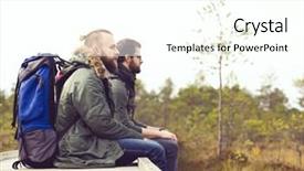  Presentation with camp - Amazing presentation having two brutal bearded men with backpacks sitting in swamps camp adventure traveling and trip concept backdrop and a pink colored foreground