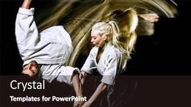  Presentation with aikido - Cool new theme with man and woman practicing aikido backdrop and a wine colored foreground