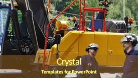  Presentation with bulldozer - Slides having two-building-workers-with-bulldozer background and a tawny brown colored foreground