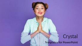  Presentation with helping others two hands woman - PPT theme featuring two buns keeping hands together background and a light blue colored foreground