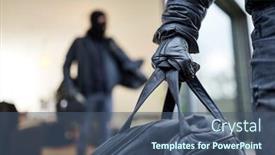  Presentation with house - Audience pleasing presentation theme consisting of two burglars carry bags of prey from a house backdrop and a ocean colored foreground