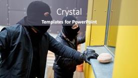  Presentation with house window - Presentation featuring two burglars watch the window of a detached house background and a gray colored foreground