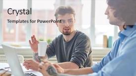  Presentation with business plan - Beautiful presentation theme featuring two business colleagues having backdrop and a  colored foreground