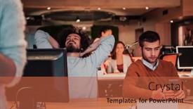  Presentation with joint - Slides featuring two-business-friends-discuss background and a red colored foreground