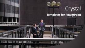  Presentation with steps - Slide set with two-business-men-descending-steps background and a dark gray colored foreground