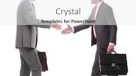  Presentation with holding hands - Slide deck consisting of two-business-men-holding-out background and a white colored foreground