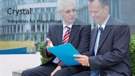  Presentation with two men on a judo - Presentation theme enhanced with two business men partner talking background and a light blue colored foreground